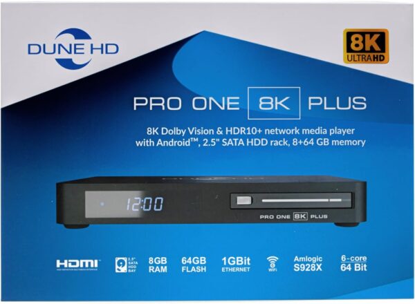 Dune HD Pro One 8K Plus | 8K UHD | Media Player | Android Smart Box | S928X | Stunning HD-Audio